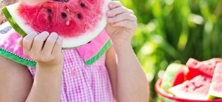 girl eating watermelon